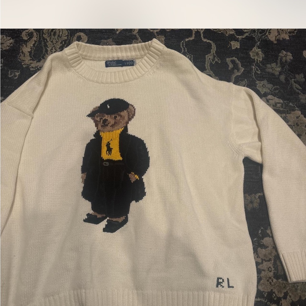 Polo by Ralph Lauren White Sweater with Bear Motif
